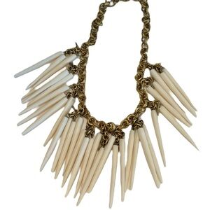 Vintage Spike Dagger Faux Bone Quill Steampunk Tribal Statement Necklace